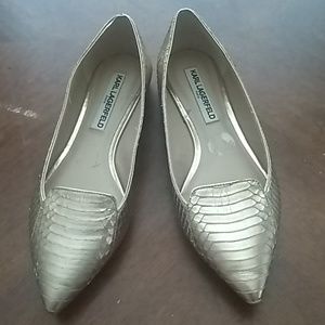 Gold Karl Lagerfeld flats